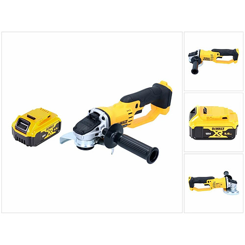 DeWalt DCG 412 - 18 V 125 mm XR Li-Ion Meuleuse sans fil + 1x Batterie DCB 184 18 V 5 Ah / 5000 mAh XR Li-Ion - Sans Chargeur