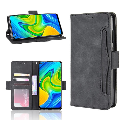 Etui en PU unique avec plusieurs porte-cartes noir pour votre Xiaomi Redmi Note 9/Redmi 10X 4G