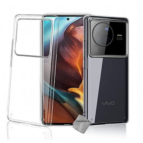 Htdmobiles Coque pour Vivo X80 Pro 5G - housse etui silicone gel fine + verre trempe - TRANSPARENT TPU