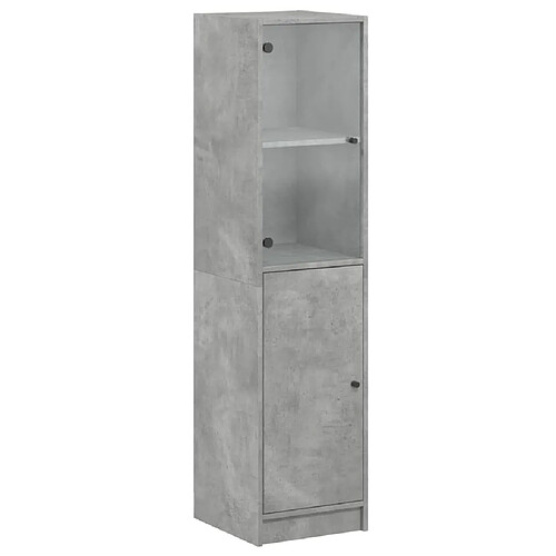 Maison Chic Commode Buffet - Meuble de rangement avec porte en verre gris béton 35x37x142 cm -GKD42919