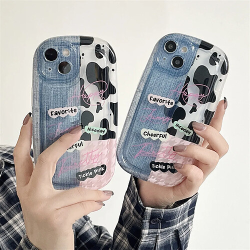 GUPBOO Étui pour iPhoneXR Coque de téléphone portable personnalisée motif vache en denim couture souple