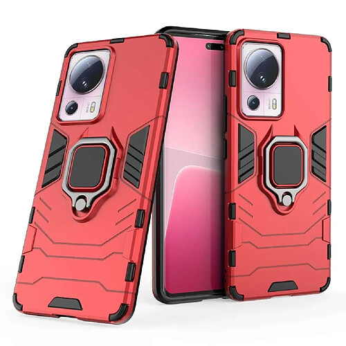 Htdmobiles Coque pour Xiaomi 13 Lite 5G - housse etui rigide anti choc + verre trempe - ROUGE