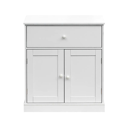 Mobili Rebecca Armoire Meuble De Salle De Bains Avec Tiroir 2 Portes En Bois Blanc