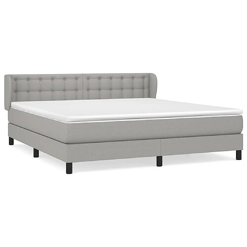 Maison Chic Lit adulte- Lit + matelas,Sommier à lattes de lit avec matelas Gris clair 180x200cm Tissu -GKD47938