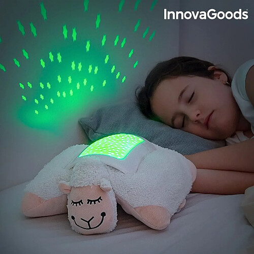 Totalcadeau Peluche veilleuse mouton avec projecteur d’étoiles en lumière LED - Peluche animal doudou bébé et enfant pas cher