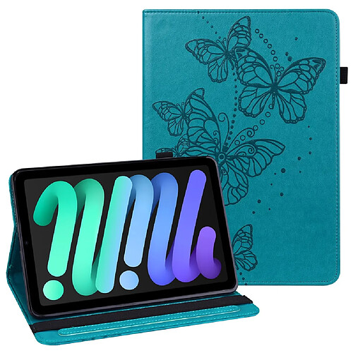 Etui en PU motif papillon avec support et porte-cartes bleu pour votre Apple iPad Mini/2/3/4/mini (2019) 7.9 pouces