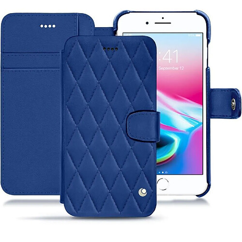 Housse cuir Apple iPhone 8 Plus - Rabat portefeuille - Bleu océan - Couture ( Nappa - Pantone #15458a) - NOREVE