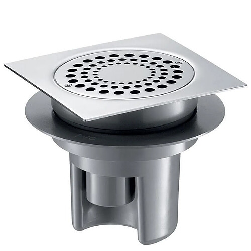 siphon de sol - 150 x 150 - hauteur réglable jusqu à 85 mm - grille inox - corps pvc - delabie 683001