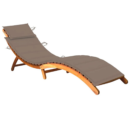 Helloshop26 Transat chaise longue bain de soleil lit de jardin terrasse meuble d'extérieur avec coussin bois d'acacia solide 02_0012386