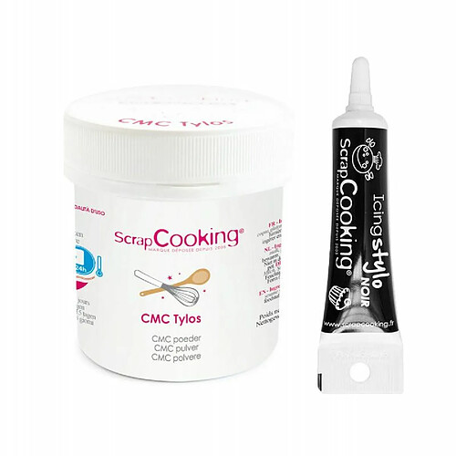 Scrapcooking CMC Tylos en poudre 35 g + Stylo de glaçage noir