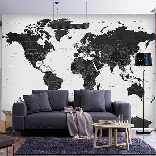 Artgeist Papier peint - Black and White Map [200x140]