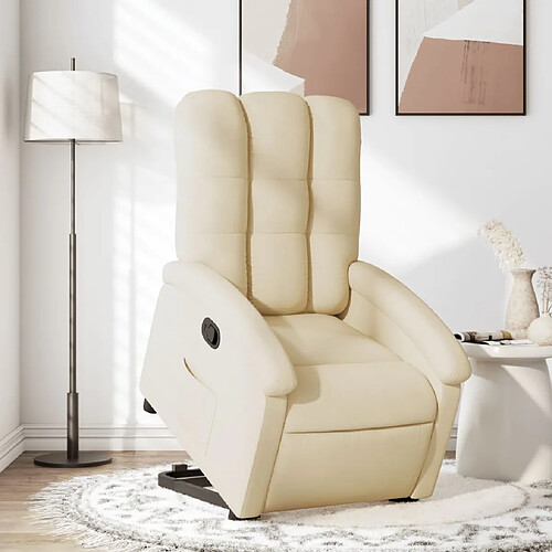 vidaXL Fauteuil inclinable Crème Tissu