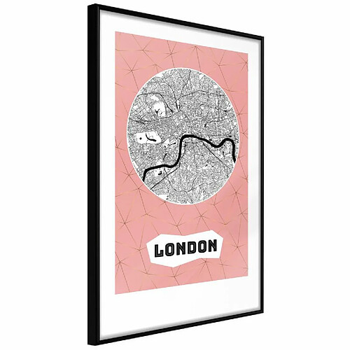 Paris Prix Affiche Murale Encadrée City map London Pink 40 x 60 cm Noir