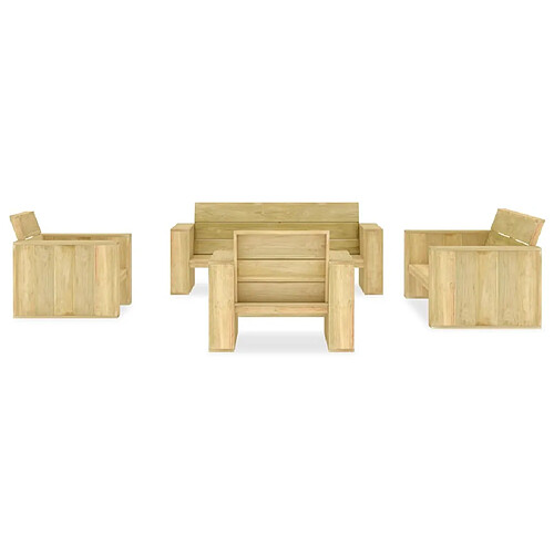 Maison Chic Salon de jardin 5 pcs - Table et chaises d'extérieur - Mobilier/Meubles de jardin Moderne Bois de pin imprégné -MN71749