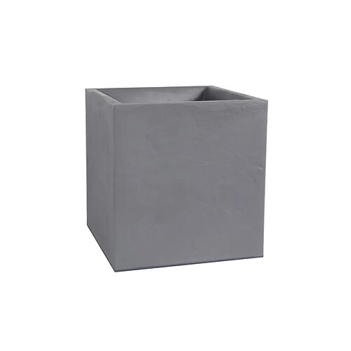 Jardinière carrée Volcania effet pierre 39,5 x 39,5 x 43,5 cm - 31 L - Gris galet - Eda