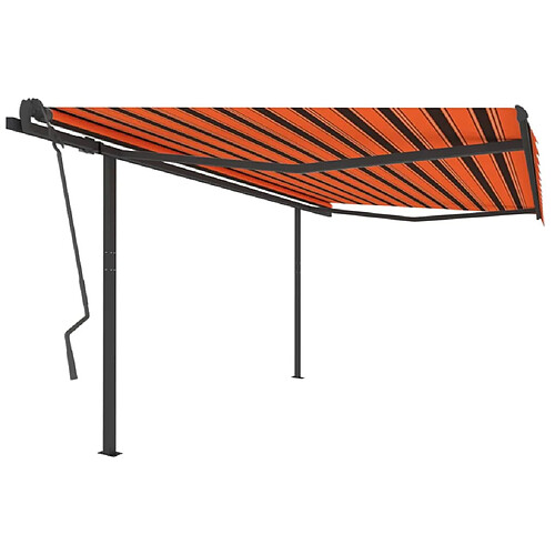 vidaXL Auvent automatique rétractable poteaux 4x3,5 m Orange marron