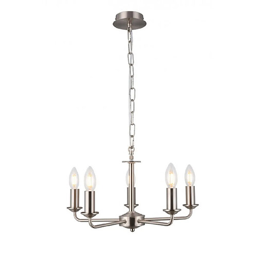 Luminaire Center Suspension Banyan Nickel satiné 5 ampoules 34cm