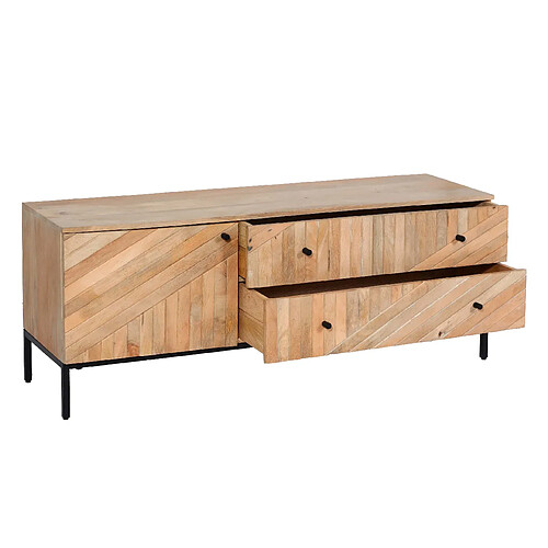 Decoshop26 Meuble TV avec grand compartiment de rangement avec porte et deux tiroirs en bois manguier 56x145x43 cm 04_0007862