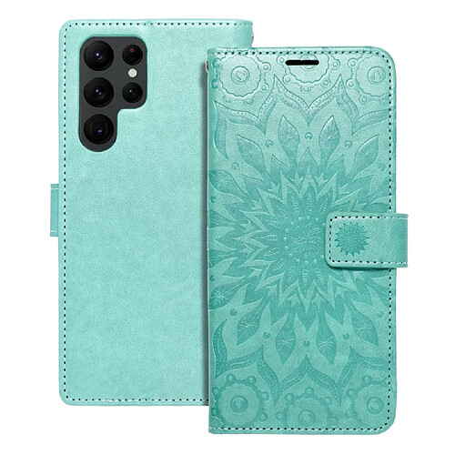 etui forcell mezzo book pour samsung s22 ultra mandala vert