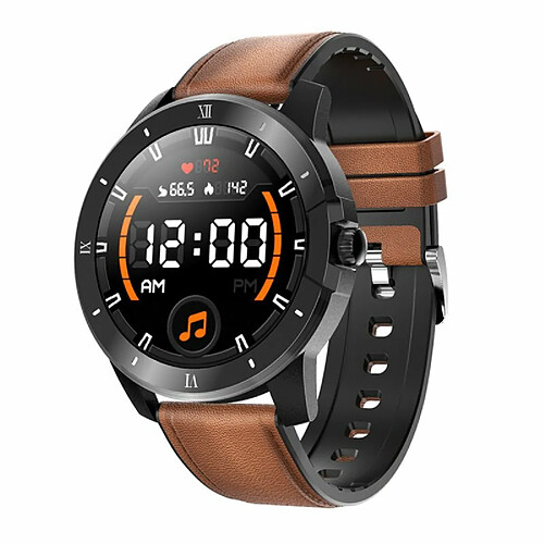 Montre Intelligente Bluetooth Appel Lecteur De Musique Bracelet De Sport Montre Intelligente Cadran Argenté Ceinture En Cuir Marron