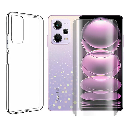 Coque de protection souple silicone transparente + Verre trempé incurvé pour Xiaomi Redmi Note 12 Pro 5G 6.67" - VISIODIRECT -