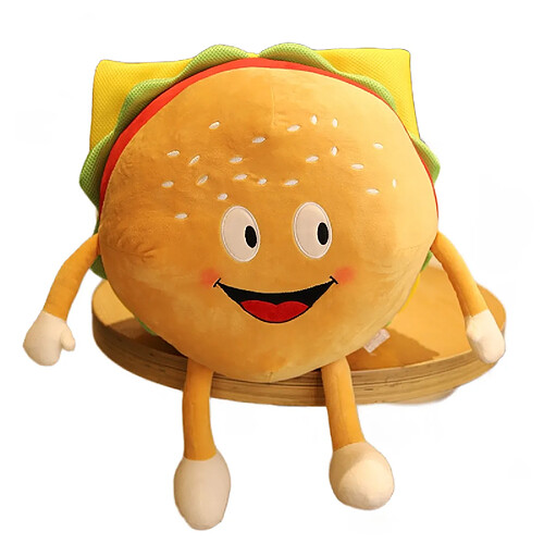 Universal 30cm dessin animé toast hamburger pizza pop corn flakes tambours sourires nourriture jouets peluche jambes et armes décoration luxe coussin de luxe (hamburger)