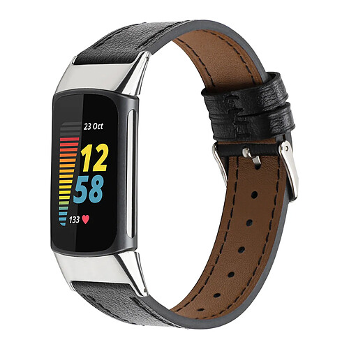 INF Montre Bracelet Compatible en cuir Fitbit Charge 5 - Noir