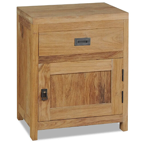 Helloshop26 Table de nuit chevet commode armoire meuble chambre teck massif 40 x 30 x 50 cm 1402123