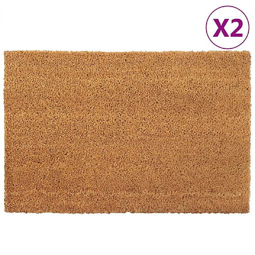 vidaXL Tapis de porte 2 pcs naturel 40x60 cm fibre de coco touffeté