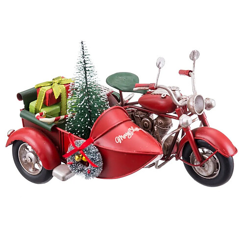 BigBuy Home Décorations de Noël Rouge Multicouleur Side-car 19 x 14 x 13 cm