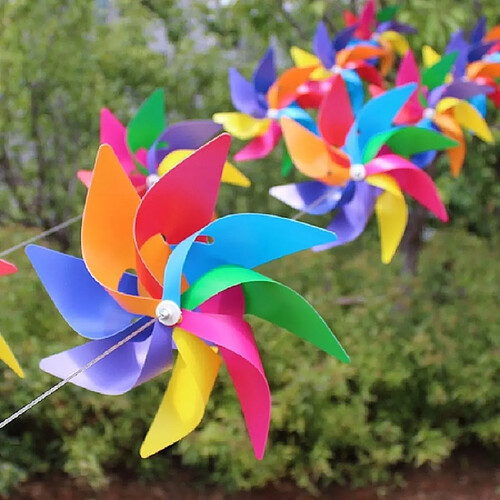 Wewoo 10 PCS Huit feuilles Coloré En Plastique Moulin À Vent Chaîne Jardin Décoration Extérieure Enfants Jouets Diamètre 28 cm