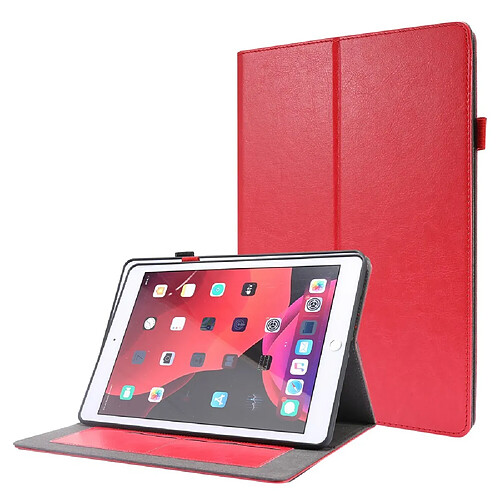 Etui en PU conception à deux volets de texture de cheval fou rouge pour votre Apple iPad 10.2 (2020)