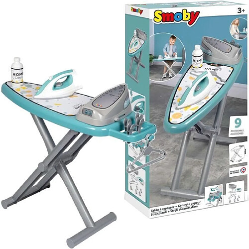 Smoby - Planche a repasser avec station vapeur + 9 accessoires - Jeux d'imitation ménage - H48cm - Fabrication Française - Dés 3ans