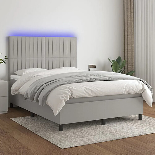 Sommier à lattes,Cadre à lattes de lit et matelas et LED pour Adulte Gris clair 140x190 cm -MN33944