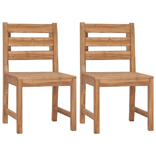 vidaXL Chaises de jardin lot de 2 Bois de teck solide