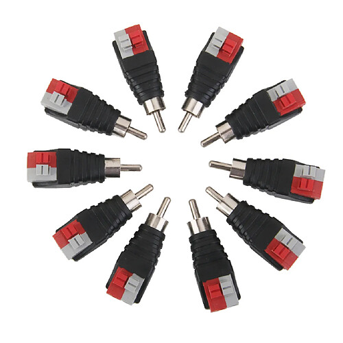 Lot de10pcs RCA Mâle Connecteur Câble Adaptateur Plug Jack Type de Presse pour Caméra de Surveillance