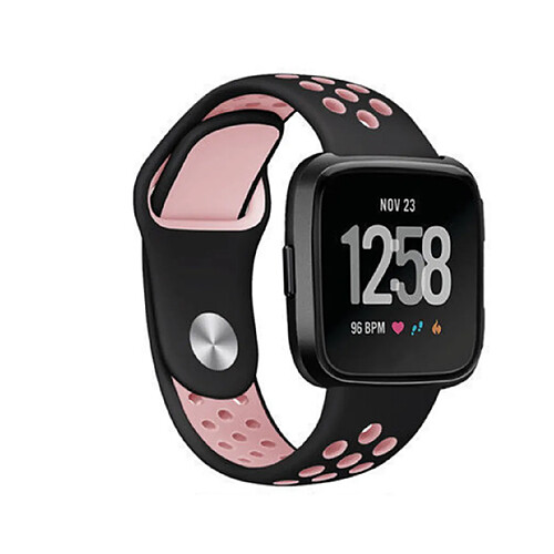 YP Select Bande de sport en silicone avec trous de ventilation Sangles de rechange pour Fitbit Versa Smartwatch-Noir Rose