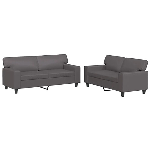 Maison Chic Ensemble de canapés 2 pcs, Canapé droit Sofa pour Salon gris similicuir -GKD809546