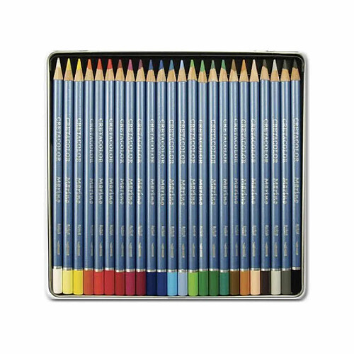 Raphael Set 24 crayons de couleur aquarellables - Boîte métal - Marino