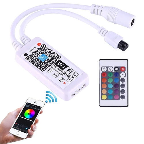 Wewoo Contrôleur à distance de mini Wifi RGB LED avec 24 touches à télécommande, iOS 6 ou plus tard et Android 2.3 ou plus tard, DC 5-28V