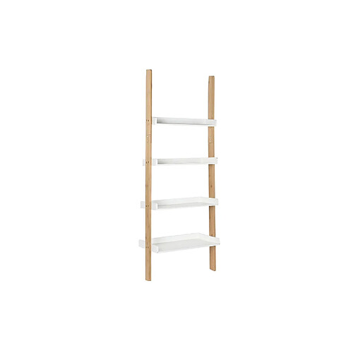 Pegane Etagère en bois de bambou et MDF coloris blanc / naturel - Longueur 57 x profondeur 30 x hauteur 152 cm