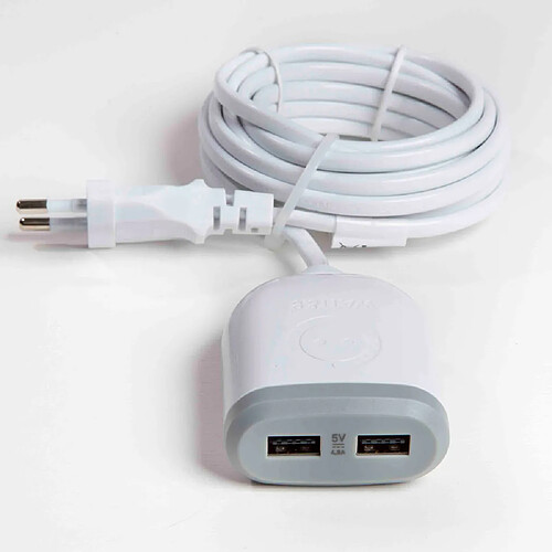 Watt&Co Rallonge 3m avec 2x USB 4,8A à charge ultra rapide - Blanc