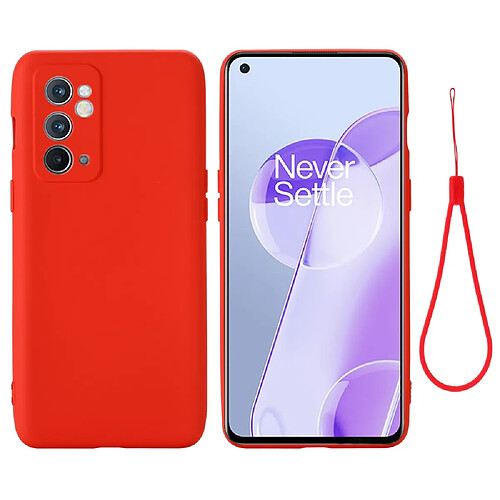 Coque en silicone anti-scratch, avec sangle, rouge pour votre OnePlus 9RT 5G