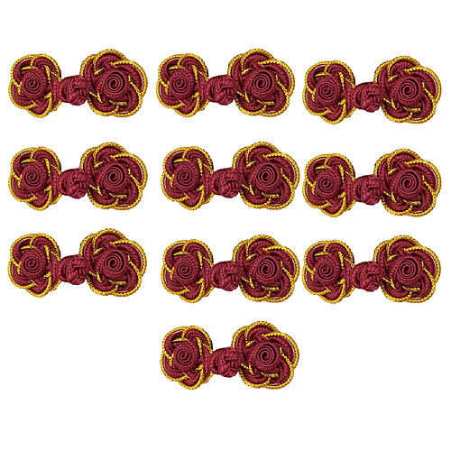 10 Paires De Boutons De Nœud Chinois Grenouille Cheongsam Tang Fasteners Red Purple