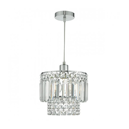 Luminaire Center Suspension Kyla Chrome poli,verre à facettes 1 ampoule 20cm