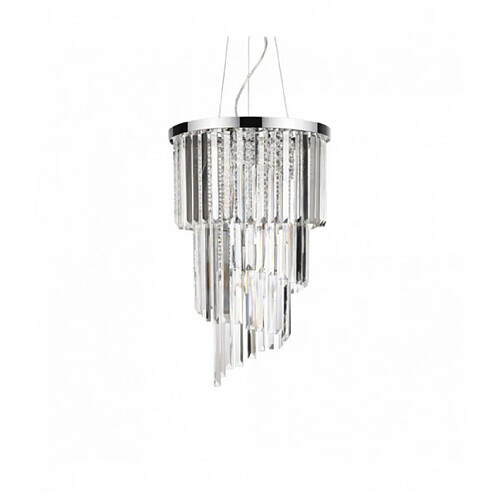 Ideal Lux Suspension Chromée en cristal CARLTON 8 ampoules