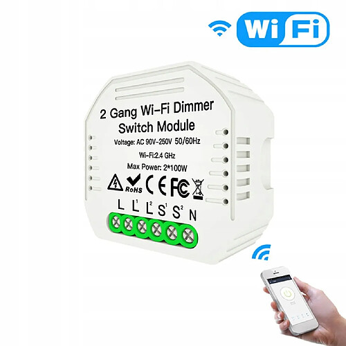 GUPBOO Télécommande Universelle de Rechange 2 Gang 2 Voies DIY Mini Gradateur Intelligent WiFi