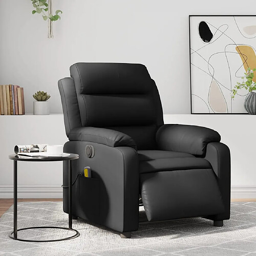 vidaXL Fauteuil de massage inclinable électrique noir similicuir