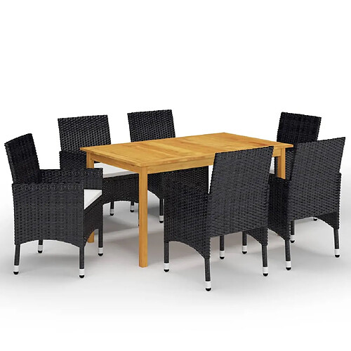 Salle à manger de jardin 7 pcs,Table et chaise à dîner Noir -MN66301