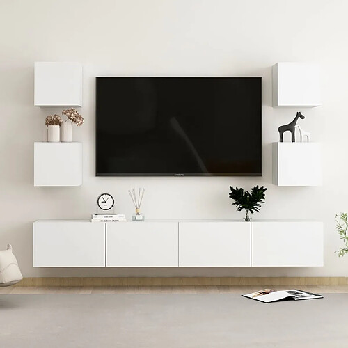 vidaXL Ensemble de meubles TV 6 pcs Blanc Bois d'ingénierie